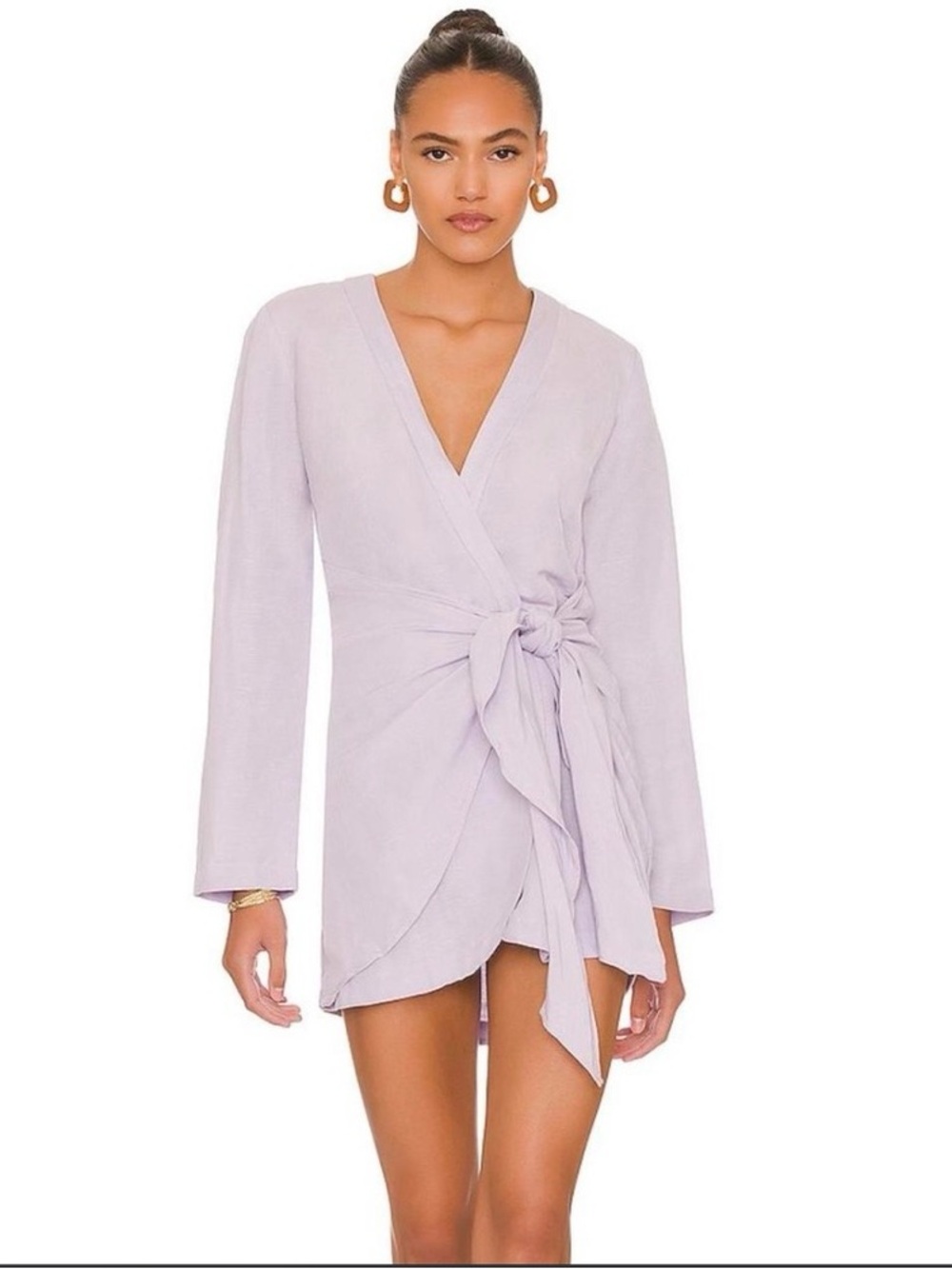 $198 NWOT L'Academie “Meadow” Wrap Mini Dress in Lavender Sz Medium